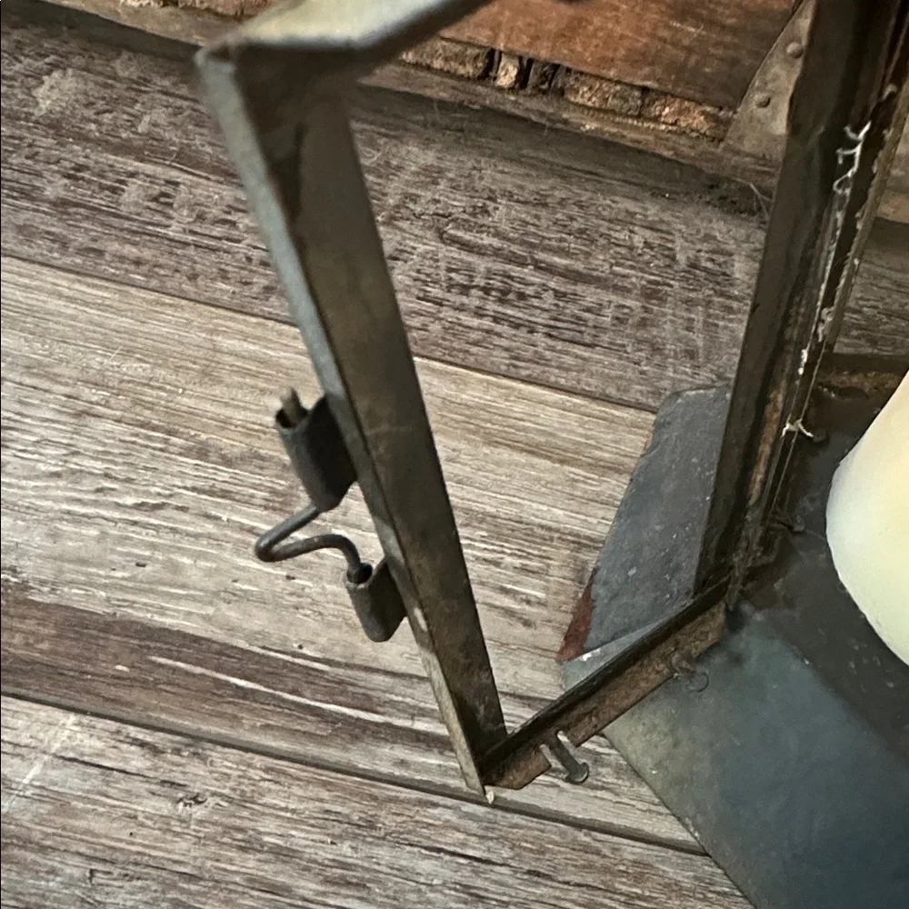 Rustic Black Metal Lantern with Candle